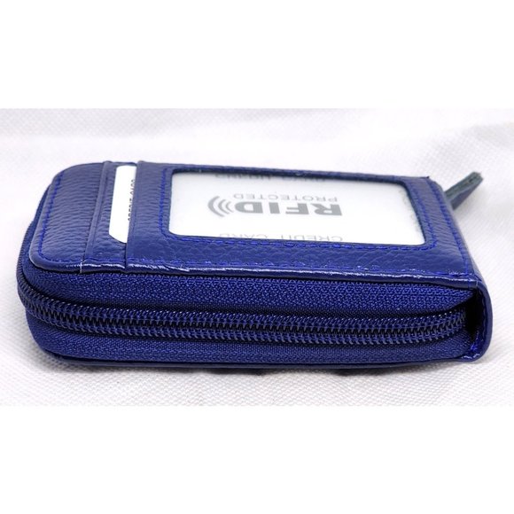 Unisex Credit Card Wallet With Zipper, Genuine Leather RFID Credit Card Holder - Picture 13 of 16